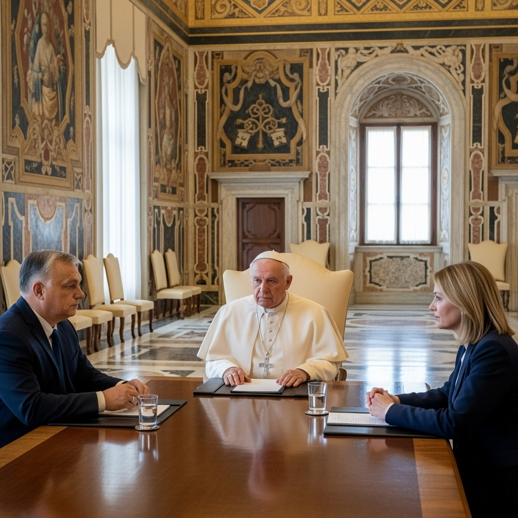 Orbán Viktor tárgyal XIV. Leó pápával és Giorgia Melonival